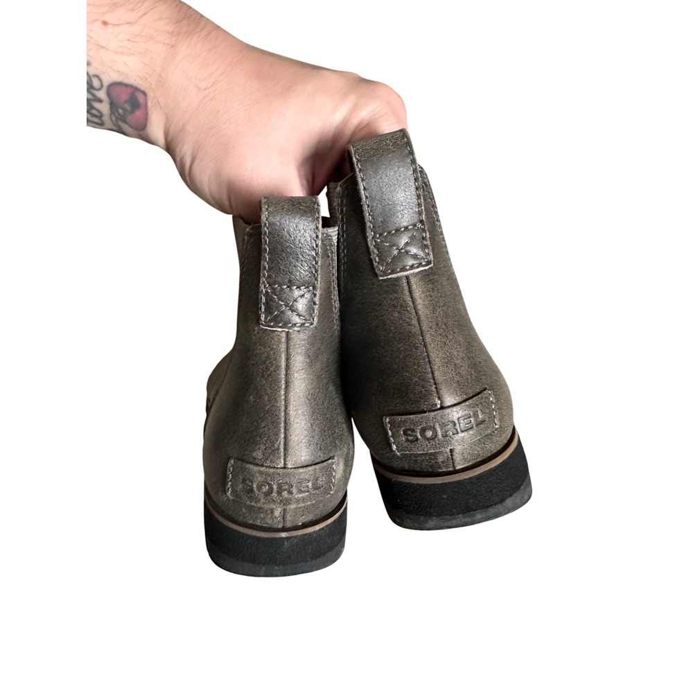 Sorel Harlow Chelsea Boot Womens 8.5 Quarry Gray Rainboot Waterproof Leather - Picture 5 of 7
